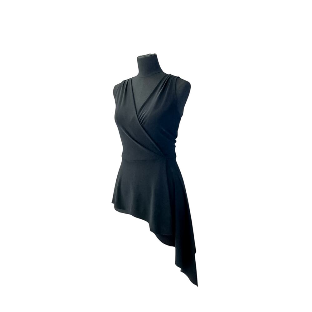White House Black Market Black Asymmetrical Draped Sleeveless Blouse Size S - Picture 5 of 9